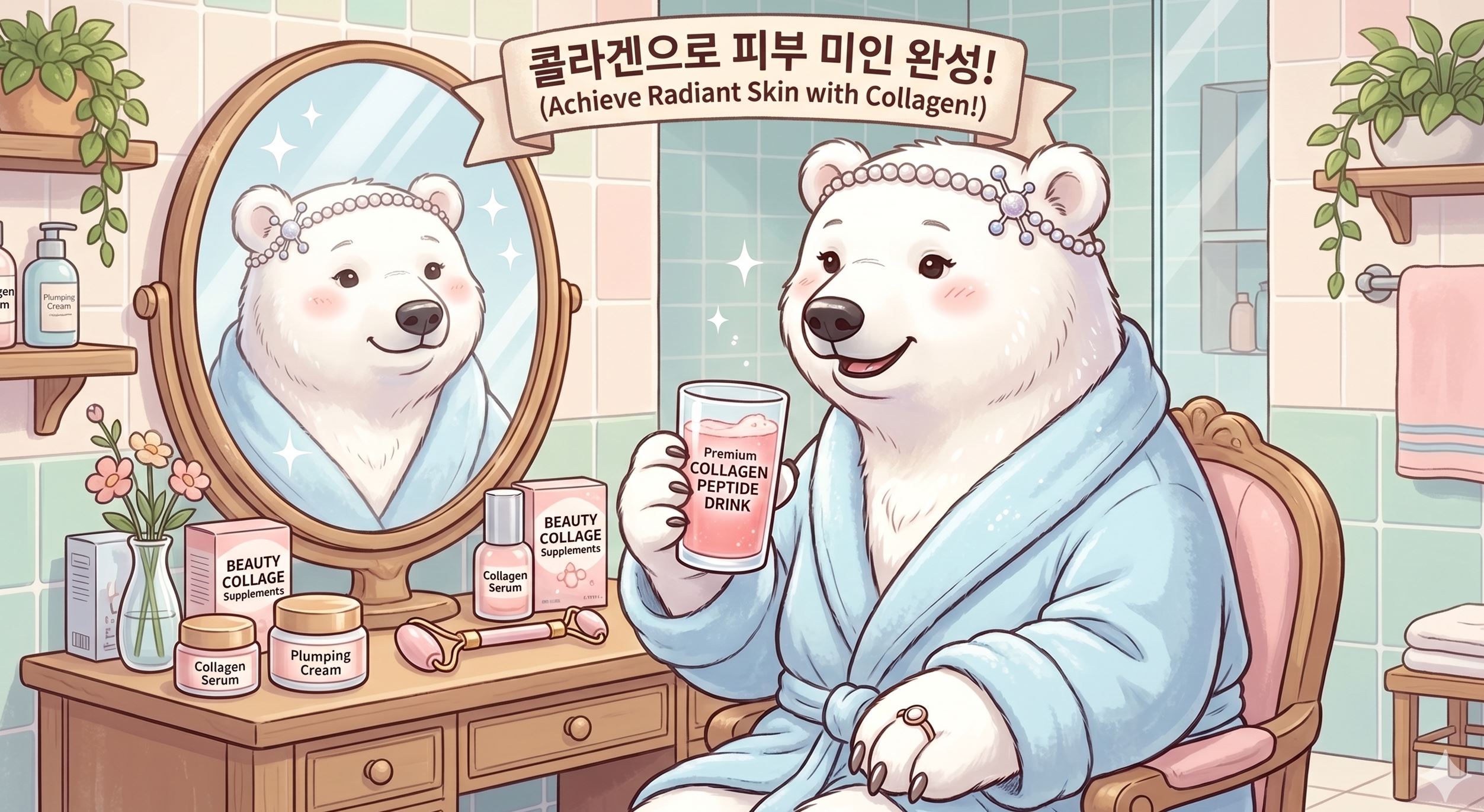 자신의 피부 관리를 위해 먹어도 효과 없다면? 콜라겐 흡수율 500% 높이는 꿀조합 성분 정보를 확인하는 모습